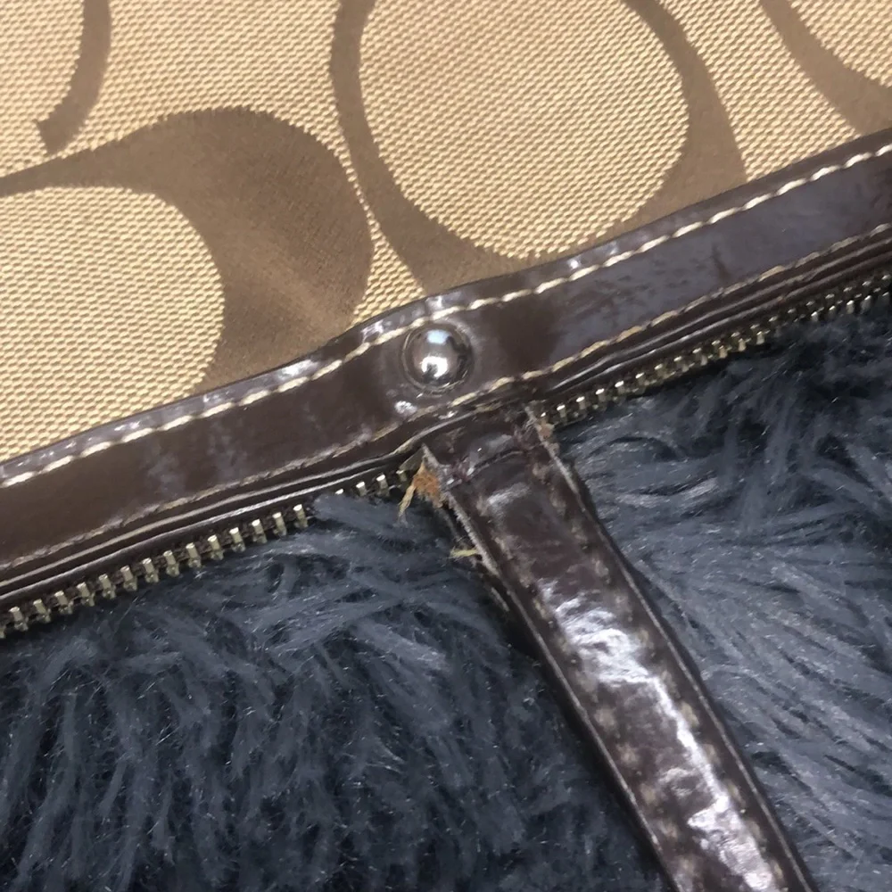 Coach Legacy Stripe Signature Tan and Brown Shoulder Bag